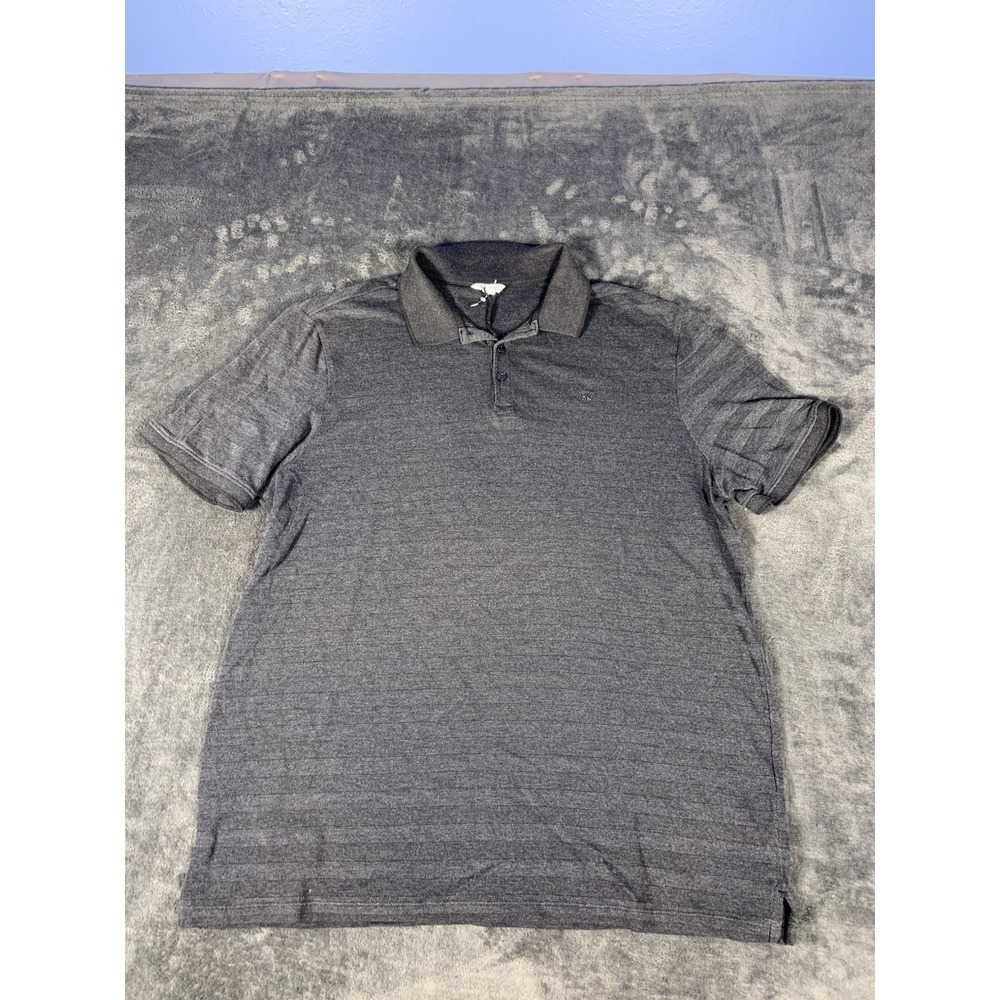 Calvin Klein Striped Black/Grey Men's Polo Shirt Sz L
